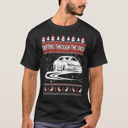 Het rijden door de sneeuw en de lelijke kerstkeuke t-shirt (Voorkant)