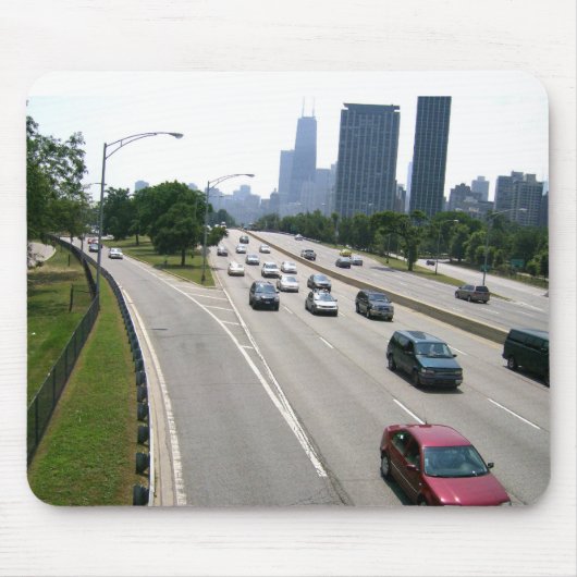 Het rijden door het verkeer van Chicago Rush Hour Muismat (Voorkant)