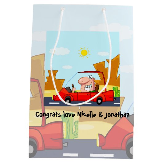 Het rijden test Gefeliciteerd Medium Cadeauzakje (Achterkant)