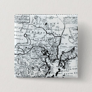 Het rijk van China en het eiland Japan Vierkante Button 5,1 Cm