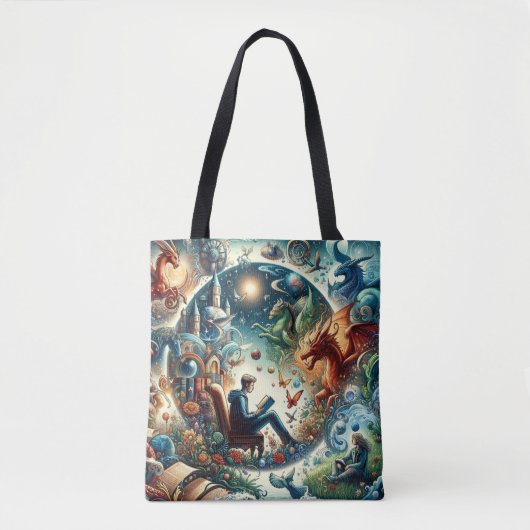 Het rijk van de verbeelding: Fantasy Books Tote Bag (Voorkant)