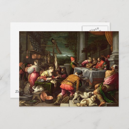 Het rijke Man en Lazarus, 1590-95 Briefkaart (Voorkant / Achterkant)