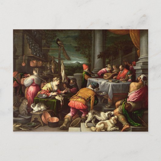 Het rijke Man en Lazarus, 1590-95 Briefkaart (Voorkant)