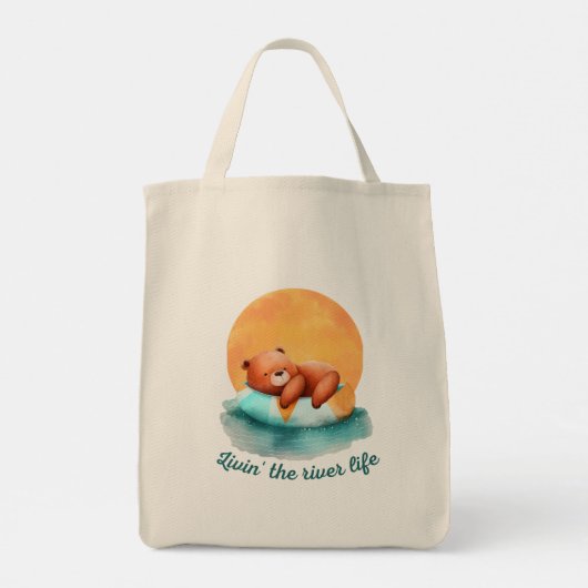 Het River Life Beer | Leuke digitale kunst Tote Bag (Achterkant)