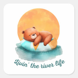 Het River Life Beer | Schattig Vierkante Sticker