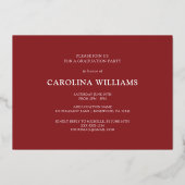 Het Rode Afstudeerder Foto Afstuderen 2025 Folie Uitnodiging (Achterkant)