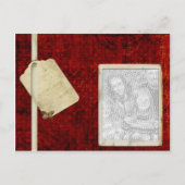 het rode antiek fotomalplaatje van het label briefkaart (Voorkant)