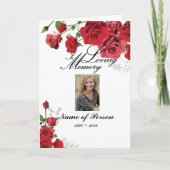 Het rode BegrafenisProgramma van de Bloemen van Programma (Voorkant)