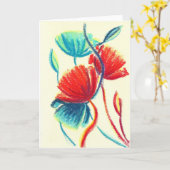 Het Rode Blauwe Wenskaart van papavers Kaart (Gele Bloem)