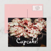 Het rode briefkaart van Cupcake van het Fluweel (Voorkant / Achterkant)