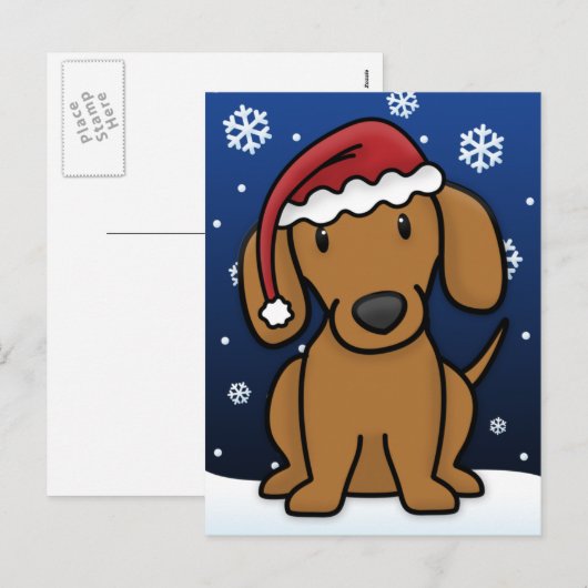 (Het Rode) Briefkaart van Kerstmis van de Tekkel (Voorkant / Achterkant)