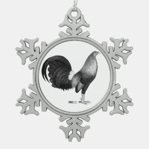 Het Rode Broedsel van de kemphaan Tin Sneeuwvlok Ornament