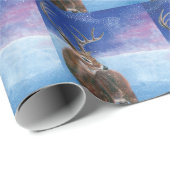 Het rode Deer Cervus elaphus en het winterlandscha Cadeaupapier (Rol Hoek)