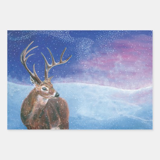 Het rode Deer Cervus elaphus en het winterlandscha Inpakpapier Vel (Voorkant 2)