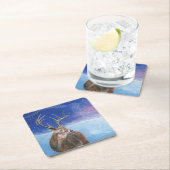 Het rode Deer Cervus elaphus en het winterlandscha Kartonnen Onderzetters (Insitu)