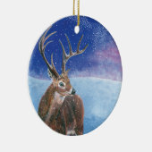 Het rode Deer Cervus elaphus en het winterlandscha Keramisch Ornament (Rechts)