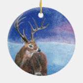 Het rode Deer Cervus elaphus en het winterlandscha Keramisch Ornament (Achterkant)