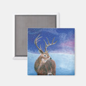 Het rode Deer Cervus elaphus en het winterlandscha Magneet (Voorkant / Achterkant)