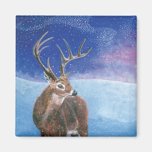 Het rode Deer Cervus elaphus en het winterlandscha Magneet (Voorkant)