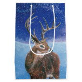 Het rode Deer Cervus elaphus en het winterlandscha Medium Cadeauzakje (Achterkant)