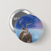 Het rode Deer Cervus elaphus en het winterlandscha Ronde Button 5,7 Cm (Voorkant /achterkant)