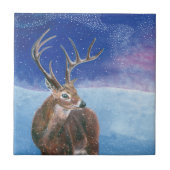 Het rode Deer Cervus elaphus en het winterlandscha Tegeltje (Voorkant)