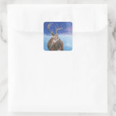 Het rode Deer Cervus elaphus en het winterlandscha Vierkante Sticker (Tas)