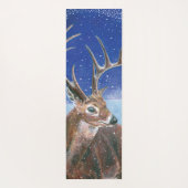 Het rode Deer Cervus elaphus en het winterlandscha Yogamat (Achterkant)