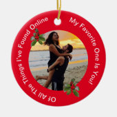 Het Rode en Groene Kerst Keramische Ornament van h (Voorkant)