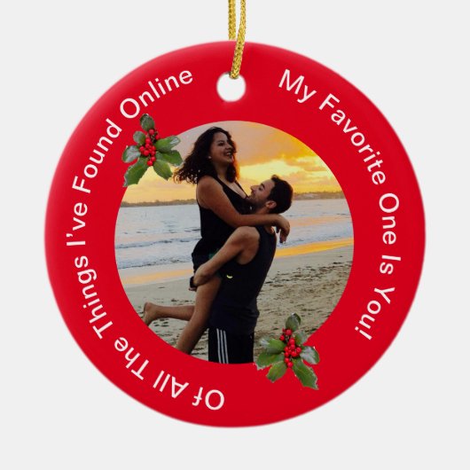 Het Rode en Groene Kerst Keramische Ornament van h (Voorkant)