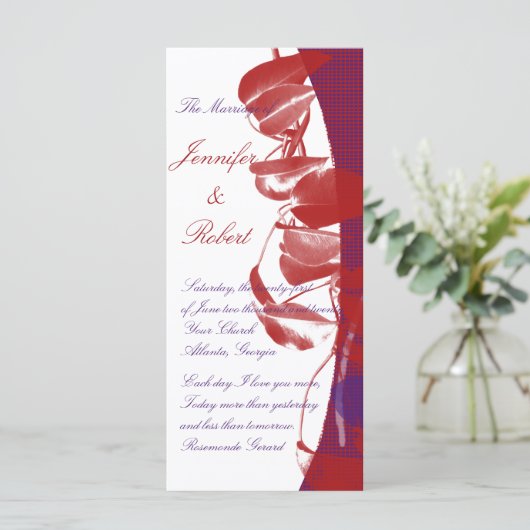 Het rode en Paarse Programma van het Bladontwerp H Programmakaart (Staand voorkant)