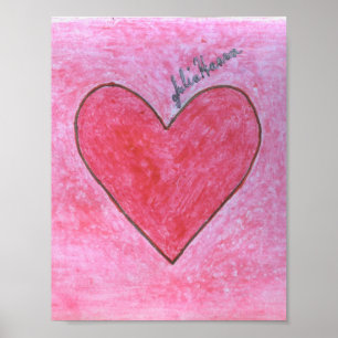 Het rode en roze Valentijn hart van Julia Hanna Poster