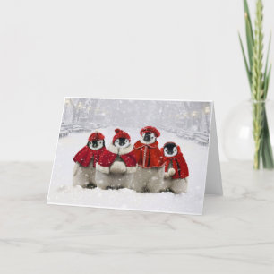 Het rode en Witte Ontwerp van de Pinguïnen van Feestdagen Kaart