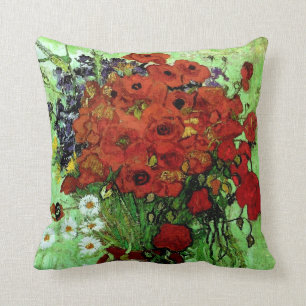 Het rode Fine Art. van Papavers & Daisies Van Gogh Kussen