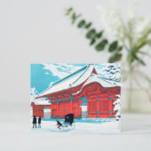 Het Rode Gate van Hongo in Sneeuw door Hiroaki Tak Briefkaart (Staand voorkant)