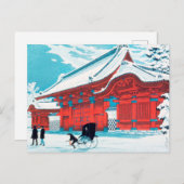 Het Rode Gate van Hongo in Sneeuw door Hiroaki Tak Briefkaart (Voorkant / Achterkant)