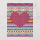 Het rode gebreide hart van de Valentijnsdag Feestdagenkaart (Voorkant)