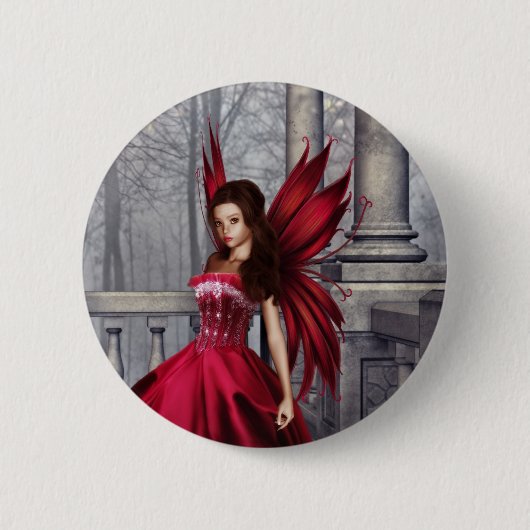 Het Rode Glamour Fairy Ronde Button 5,7 Cm (Voorkant)