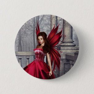Het Rode Glamour Fairy Ronde Button 5,7 Cm