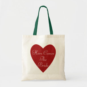 Het rode glitterhart hier komt de bride tegen tote bag