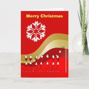 Het rode Gouden Netball van Themed van Kerstmis Feestdagen Kaart