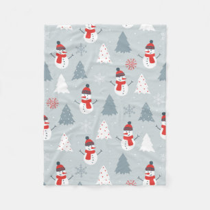 Het rode Grijze & Witte Patroon van de Sneeuwman Fleece Deken