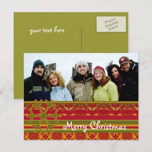 Het rode Groene Briefkaart van Kerstmis van het (Voorkant / Achterkant)