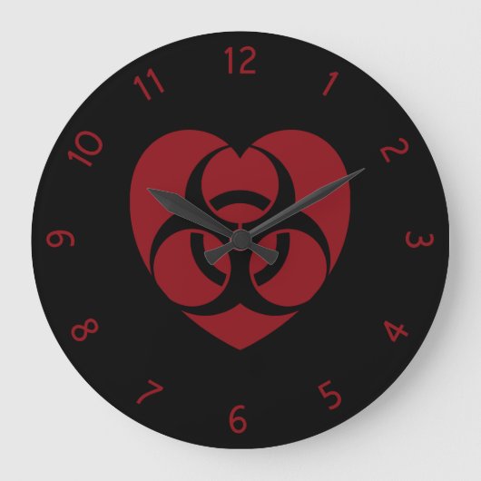 Het rode Hart van de Waarschuwing Biohazard Grote Klok (Voorkant)