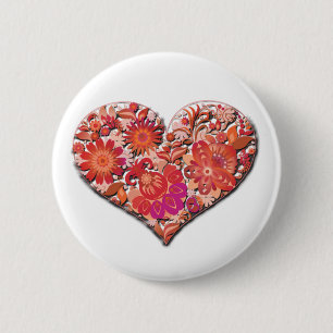 Het Rode Hart VectorValentijn van de Valentijnsdag Ronde Button 5,7 Cm