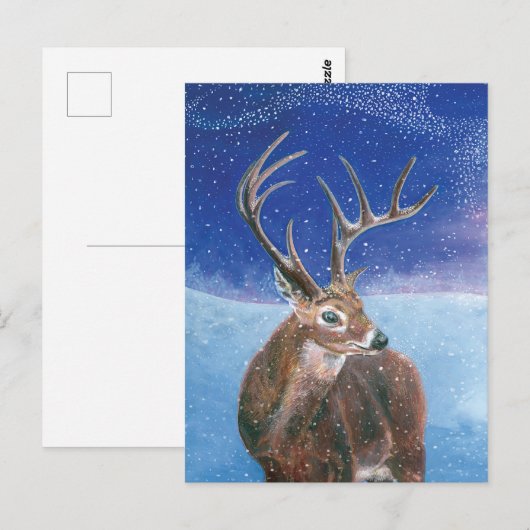 Het rode hert (Cervus elaphus) in de winter Briefkaart (Voorkant / Achterkant)