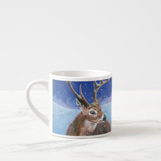 Het rode hert (Cervus elaphus) in de winter Espresso Kop (Links)