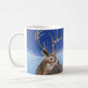 Het rode hert tijdens de winter koffiemok