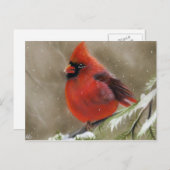 Het rode HoofdBriefkaart van Kerstmis van de Vogel Feestdagenkaart (Voorkant / Achterkant)