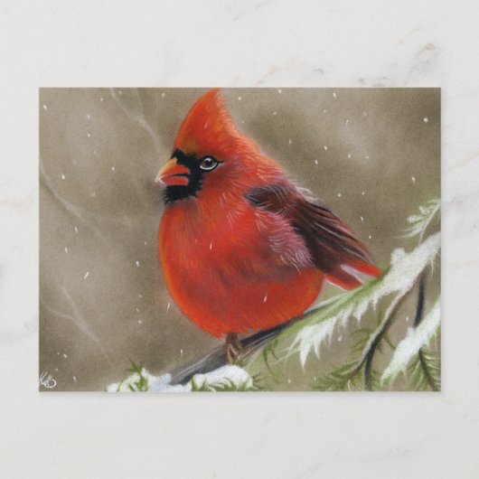 Het rode HoofdBriefkaart van Kerstmis van de Vogel Feestdagenkaart (Voorkant)